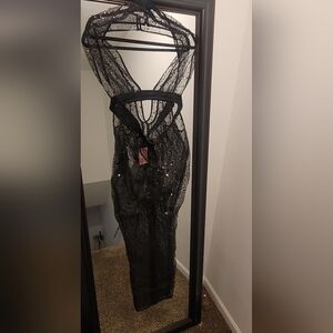 Black Sheer Dress with Sequin Details